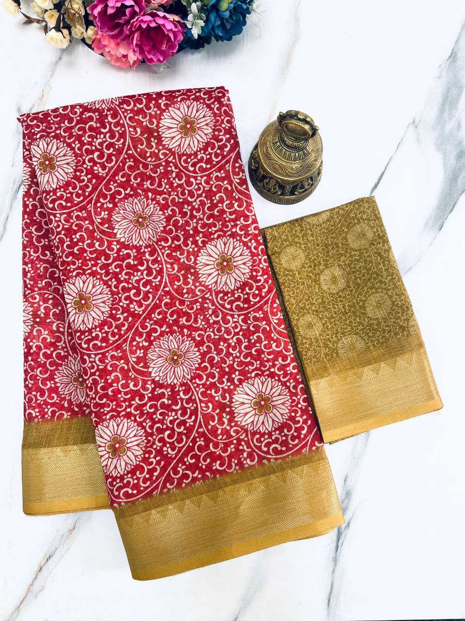 Rma 401 Linen Saree  Printed, Ladies,Indian Saree