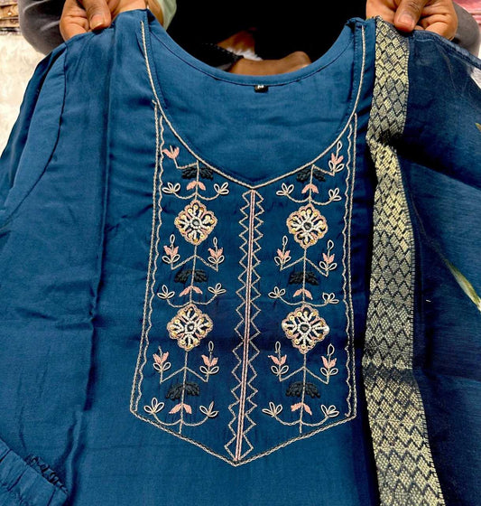 Roman Silk Kesh155 Stb12 Suits & Dresses  Ladies Silk Long Kurti Blue Salwar Suits