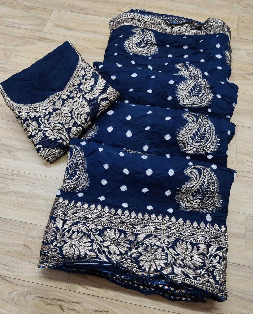 Russian Silk Nsd Ladies Sarees  Printed Indian Bandhani Bandhej Sarees