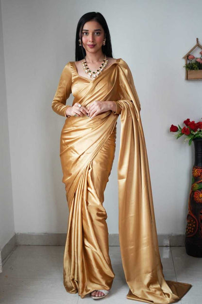 Satin Kesh162 Vrt96 Sarees  Ready To Wear Party Wear Plain Satin Sarees