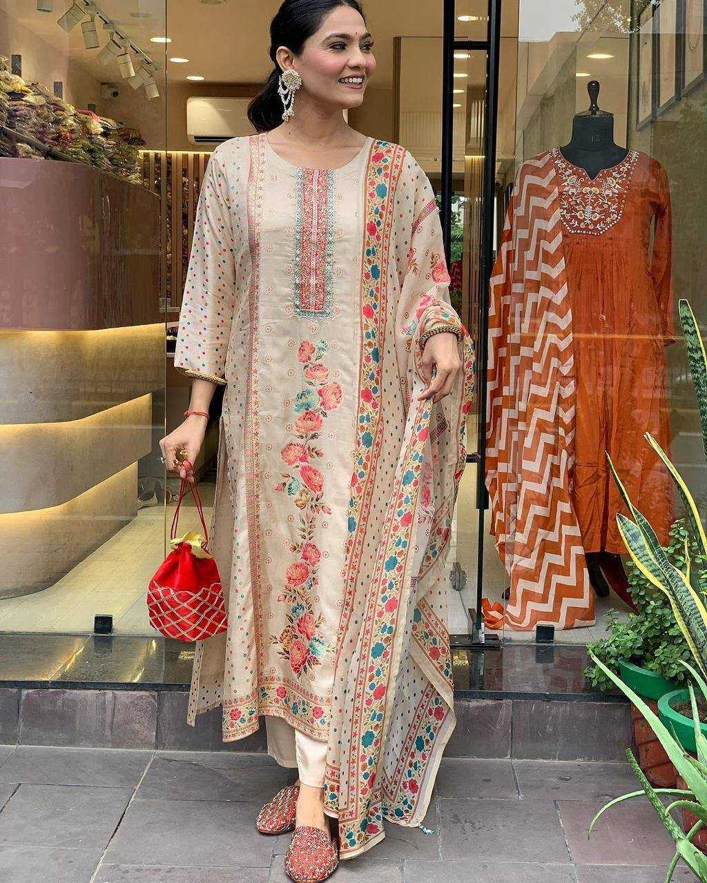 Satin Kesh211 Ldy109 Suits & Dresses  Printed Embroidery Silk Long Kurti Salwar Suits