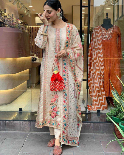 Satin Kesh211 Ldy109 Suits & Dresses  Printed Embroidery Silk Long Kurti Salwar Suits