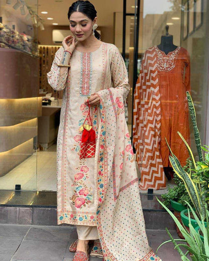 Satin Kesh211 Ldy109 Suits & Dresses  Printed Embroidery Silk Long Kurti Salwar Suits