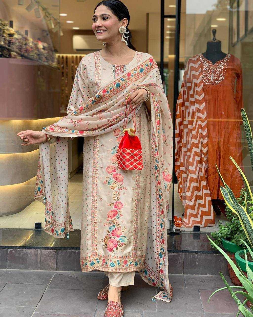 Satin Kesh211 Ldy109 Suits & Dresses  Printed Embroidery Silk Long Kurti Salwar Suits