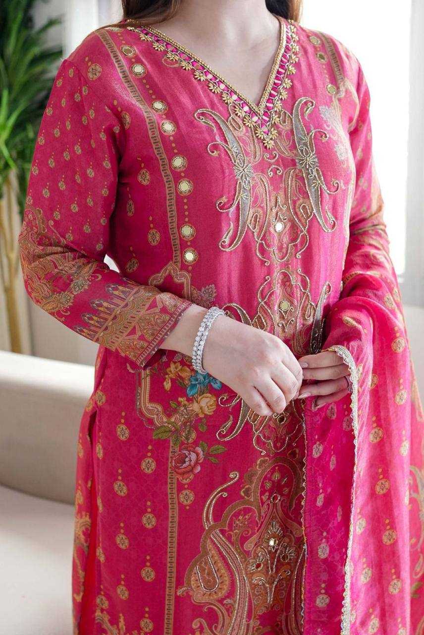 Satin Kesh211 Ldy95 Suits & Dresses  Printed Embroidered Long Kurtis Straight Cut Suits