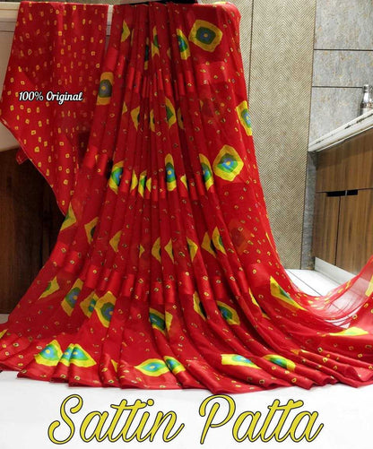 Satin Rin143 Rmp01 Sarees   Printed Ladies Weightless Lightweight Satin Sarees