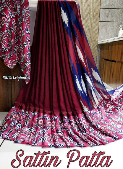 Satin Rin143 Rmp01 Sarees   Printed Ladies Weightless Lightweight Satin Sarees