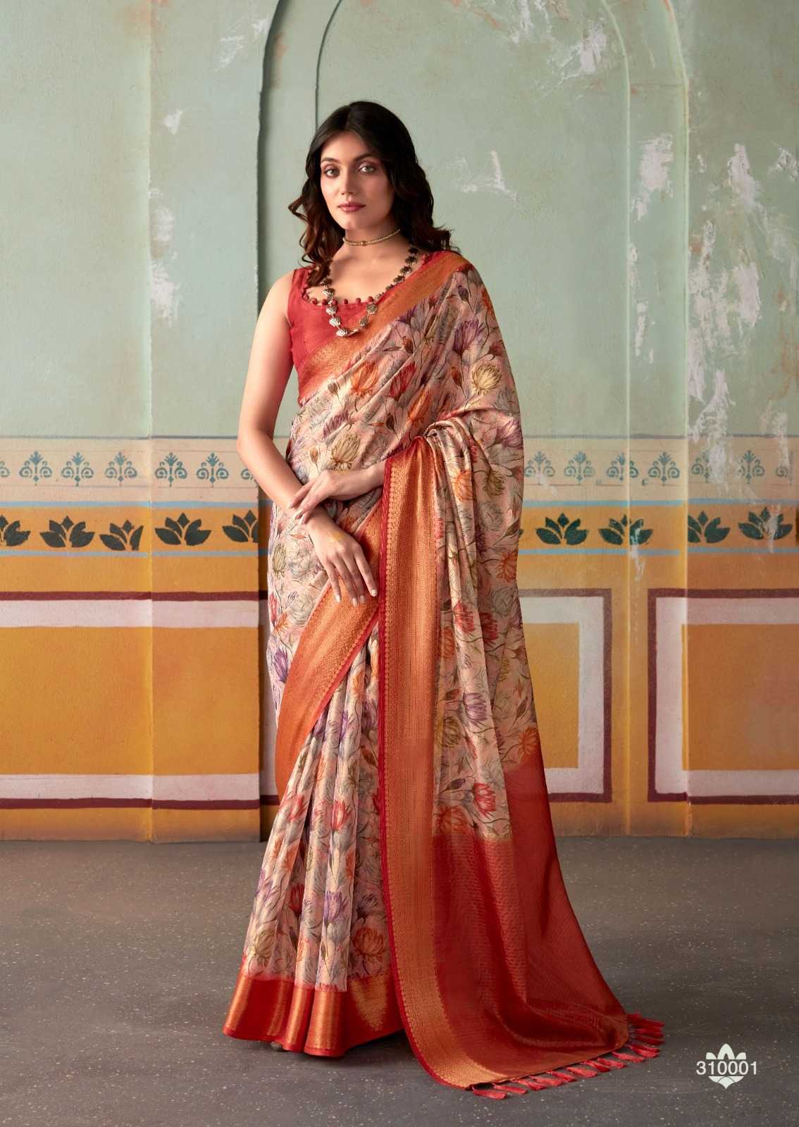 Satin San 310000 Sarees  Printed Ladies Crape Satin Sarees