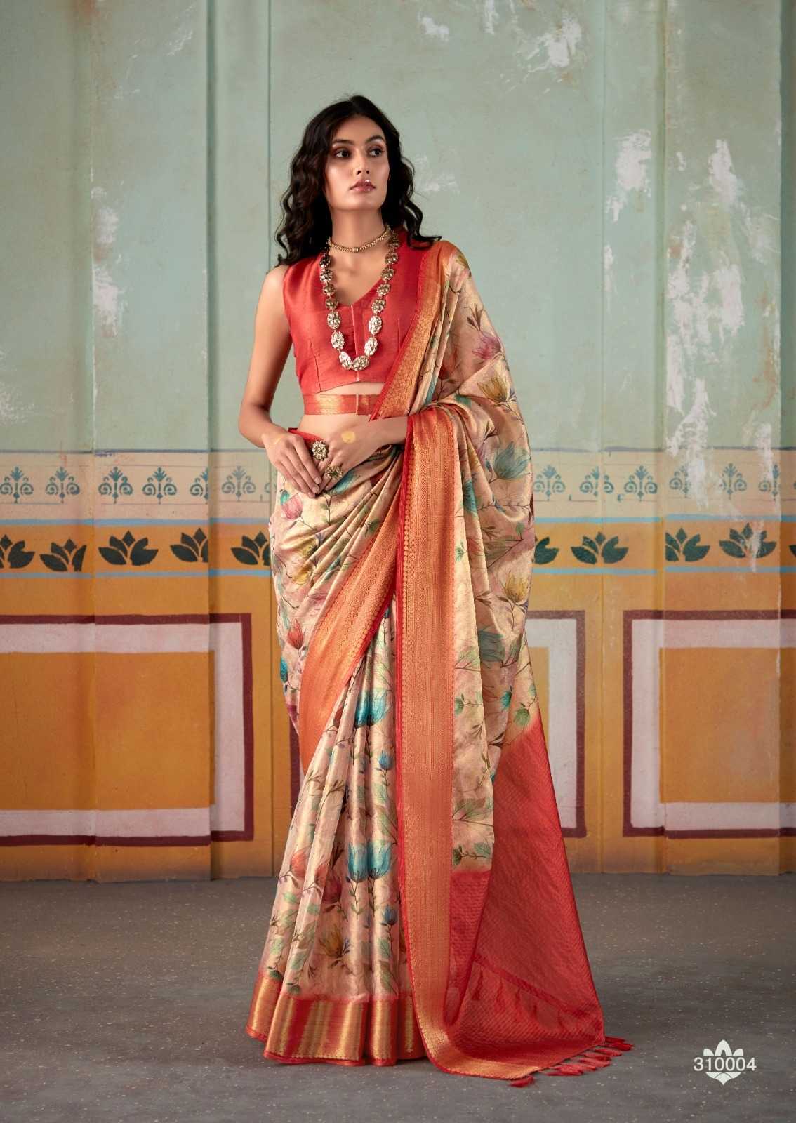 Satin San 310000 Sarees  Printed Ladies Crape Satin Sarees