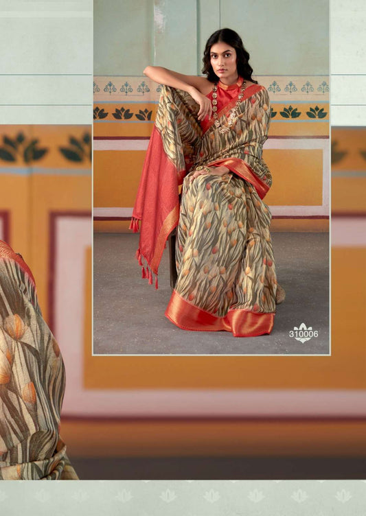 Satin San 310000 Sarees  Printed Ladies Crape Satin Sarees