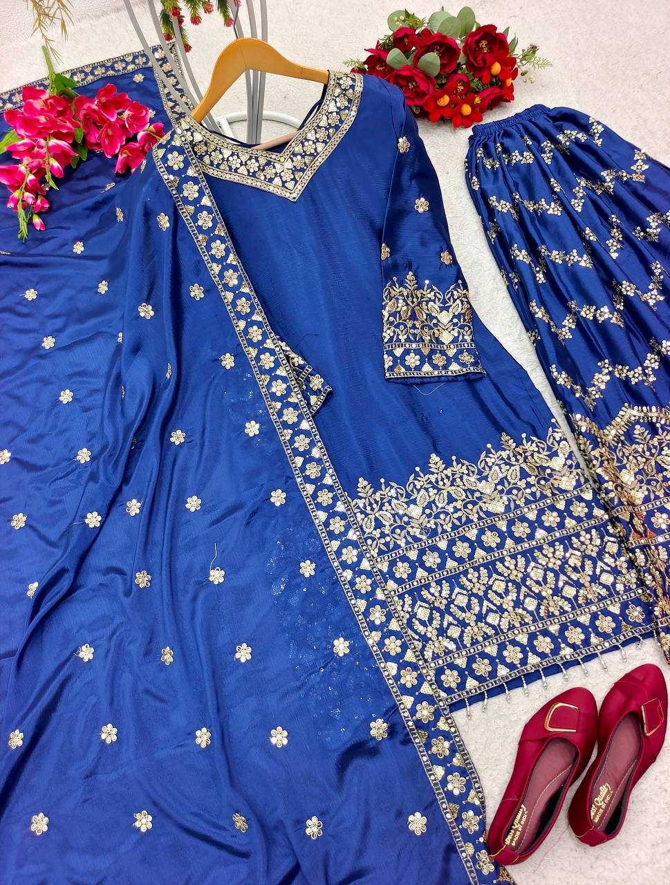 Satin Silk Kesh156 1078 Suits & Dresses  Sharara Salwar Embroidery Ladies Silk Zri Work Suits