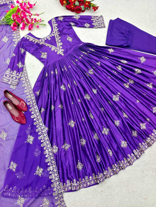 Satin Silk Kesh156 1083 Gowns  Embroidery Anarkali Long Work Diwali Collections Gowns