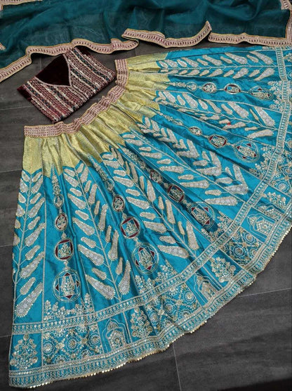 Satin Silk Kesh188 9140 Lehengas  Silk Lehenga With Dupatta Lehenga With Cancan Lehenga With Blouse Blue Lehengas