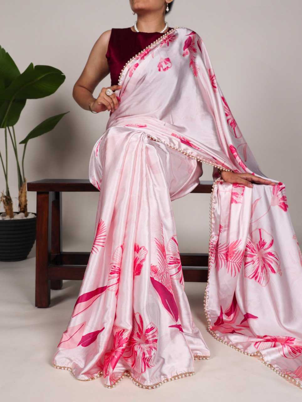 Satin Ygf 7028 Sarees  Fancy Printed Crape Satin Sarees