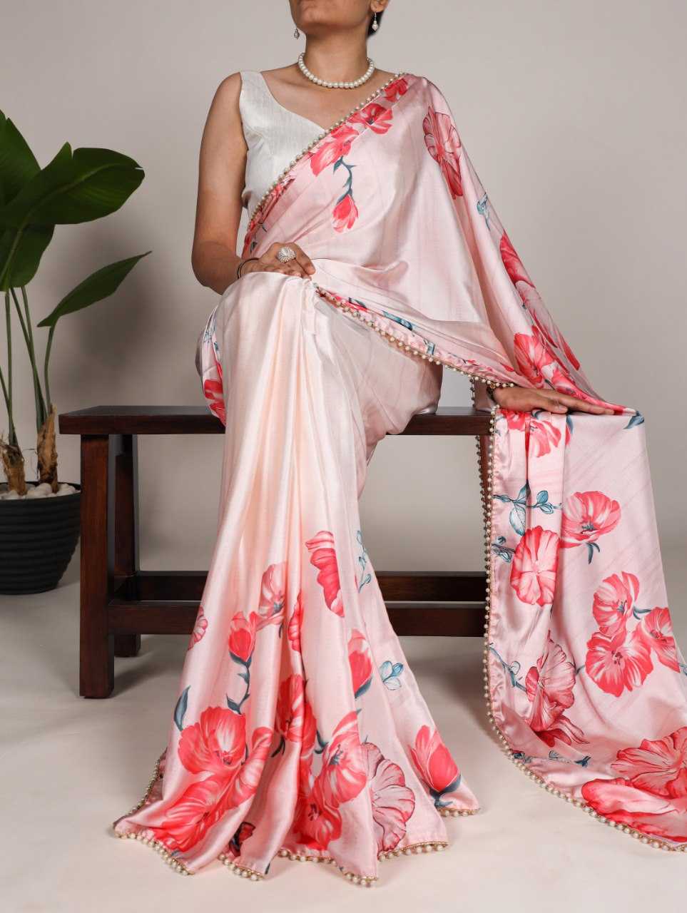 Satin Ygf 7028 Sarees  Fancy Printed Crape Satin Sarees