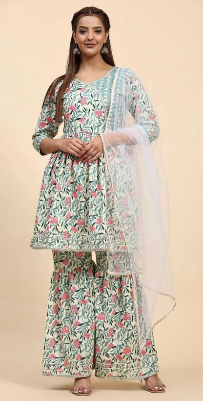 Sharara Salwar Suits Pla  Pure Cotton  Suits