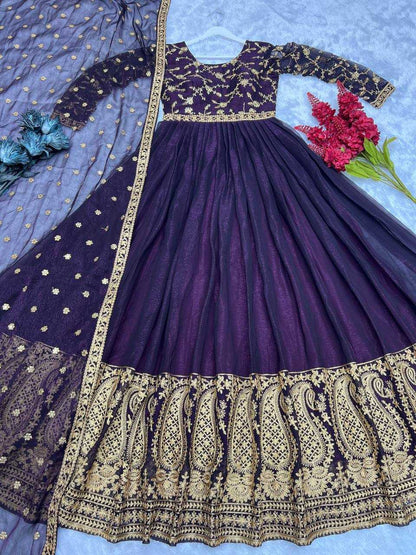 Shimmer Silk Kesh157 1664 Gowns  Embroidery Anarkali Long Work Gowns