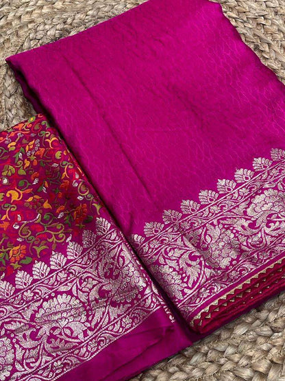 Silk Cotton Kesh101 Ant111 Sarees  Cotton Linen Lace Border Kashmiri Zari Border Sarees