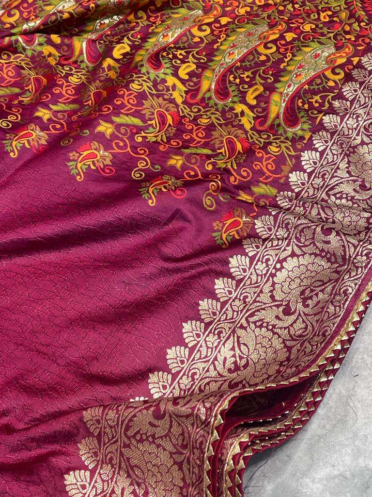 Silk Cotton Kesh101 Ant111 Sarees  Cotton Linen Lace Border Kashmiri Zari Border Sarees