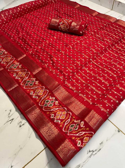 Silk Cotton Kesh117 Rwc09 Sarees  Printed Cotton Linen Bandhani Bandhej Sarees