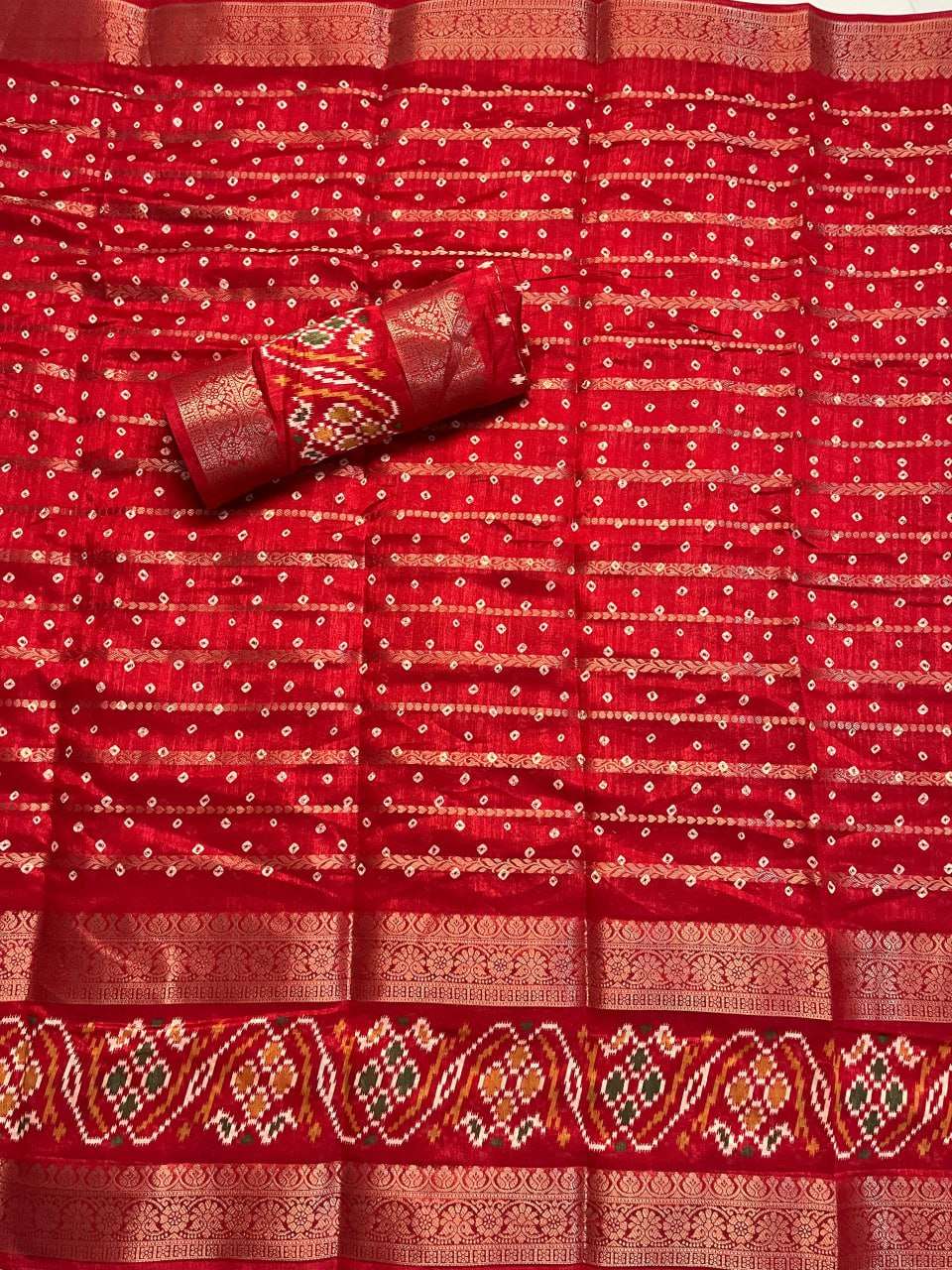 Silk Cotton Kesh117 Rwc09 Sarees  Printed Cotton Linen Bandhani Bandhej Sarees