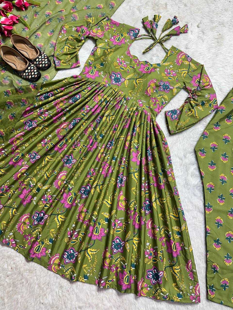 Silk Cotton Kesh146 5009 Gowns  Printed Anarkali Long Fancy Gowns