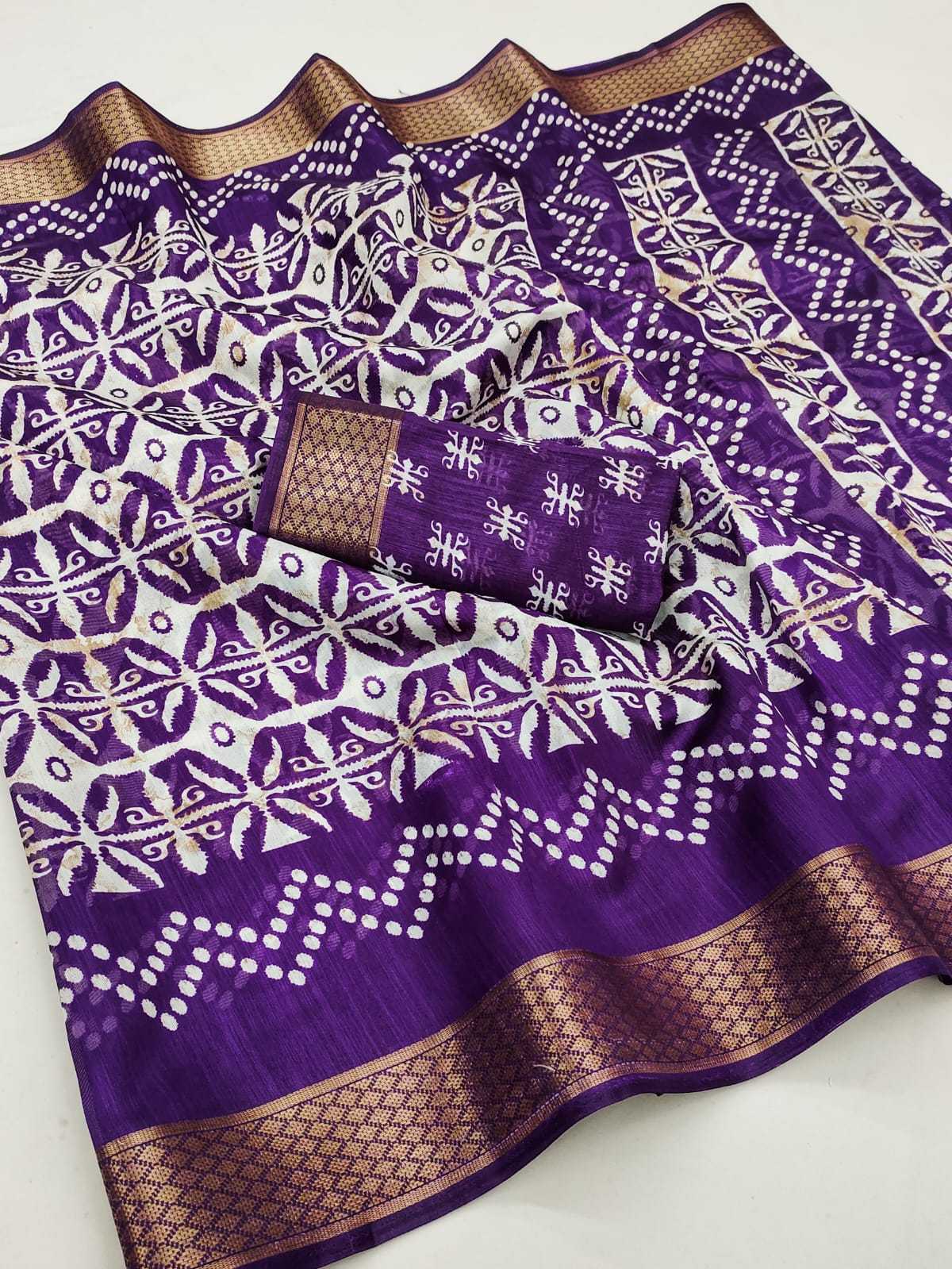 Silk Cotton  Mkd  Ikaath Bandhini  Saree