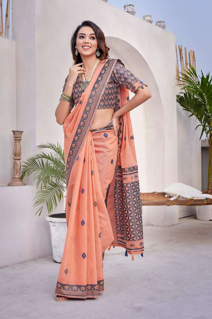 Silk Cotton Rho V-11 Sarees  Cotton Linen Work Sarees