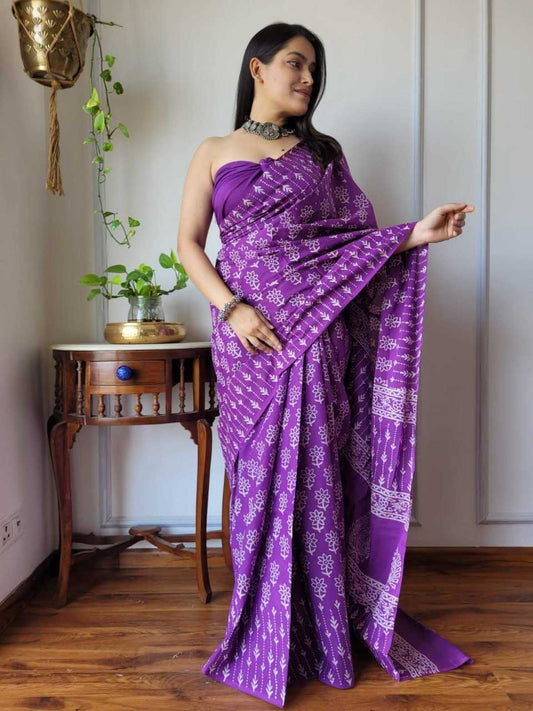 Silk Cotton Rin145 Aseem Sarees  Printed Cotton Linen Ladies Batik Sarees