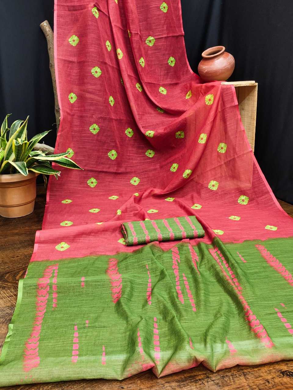 Silk Cotton Rin145 Indirasarees  Printed Cotton Linen Ladies Sarees