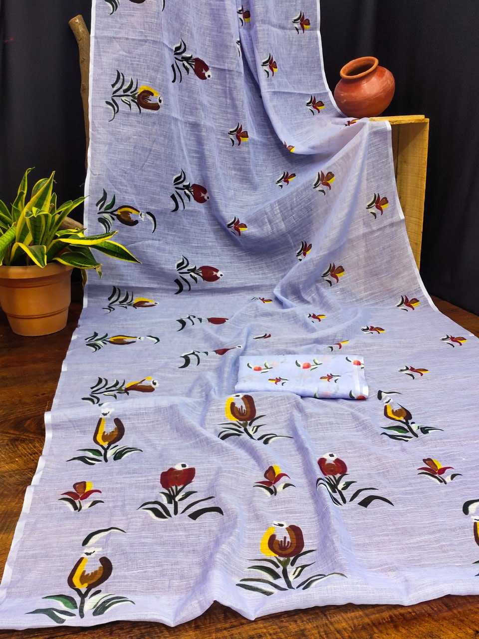 Silk Cotton Rin145 Ishita Sarees  Printed Cotton Linen Ladies Sarees