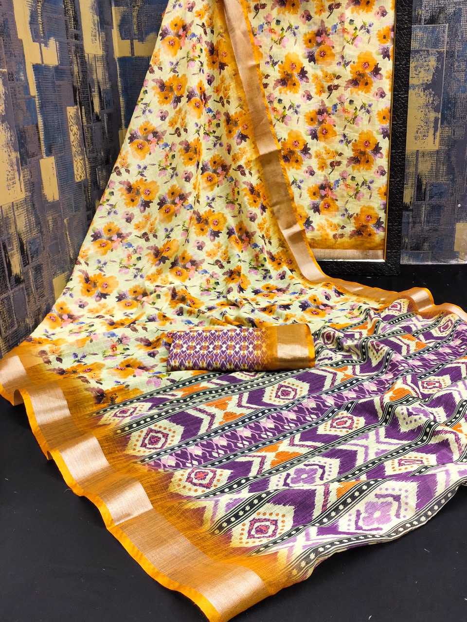 Silk Cotton Rin145 Sky Silk Sarees  Soft Silk Printed Silk Cotton Silk Sarees