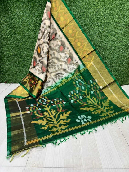 Silk Cotton Rri 08 Sarees  Printed Cotton Linen Ikkat Sarees