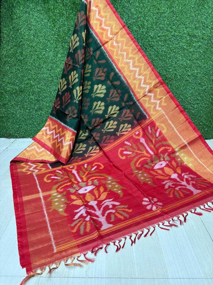 Silk Cotton Rri 08 Sarees  Printed Cotton Linen Ikkat Sarees