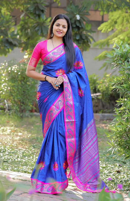 Silk Cotton Rud Mango Work  Sarees