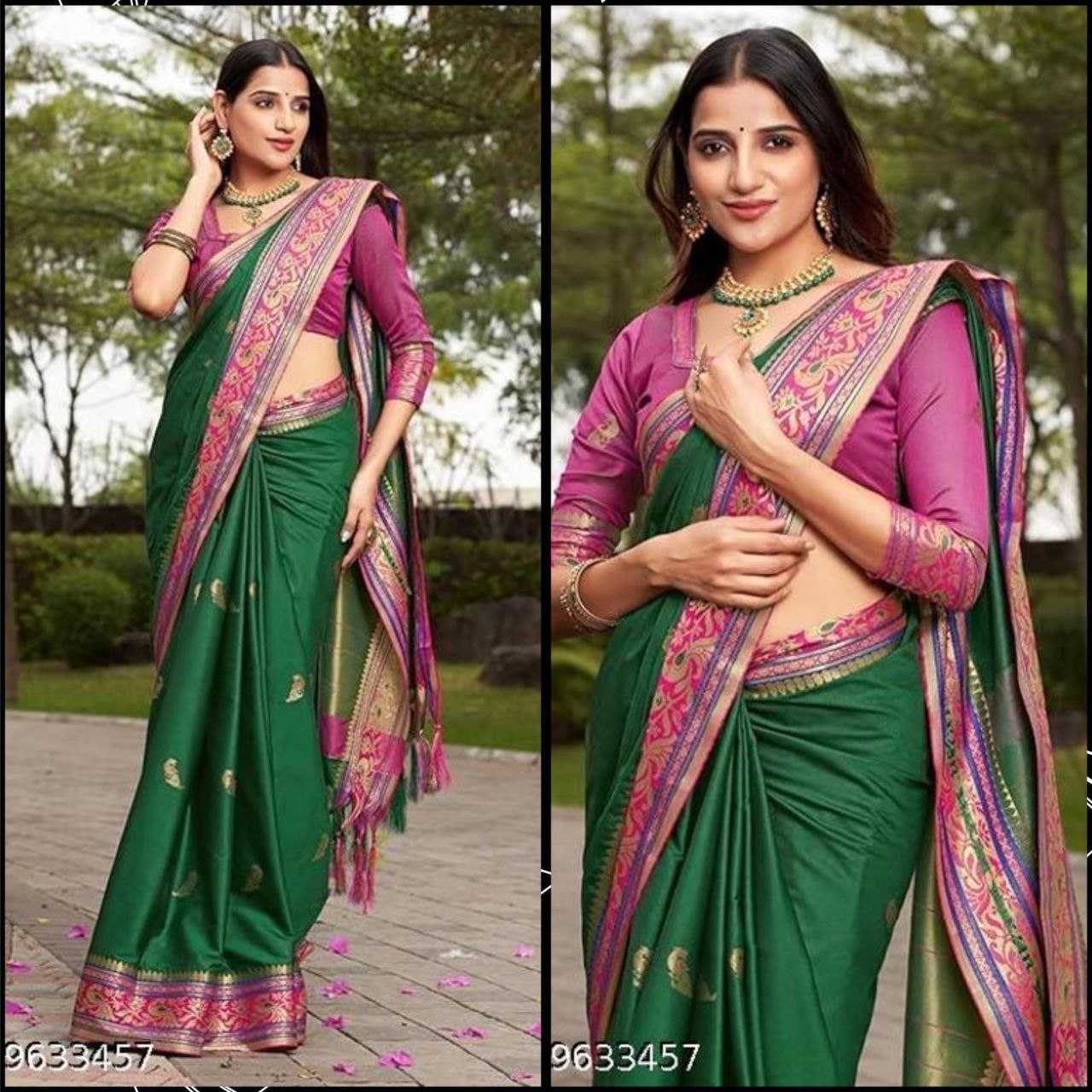 Silk Cotton Rvr Soni Peacock Sarees  Cotton Linen Butta Jacquard Sarees