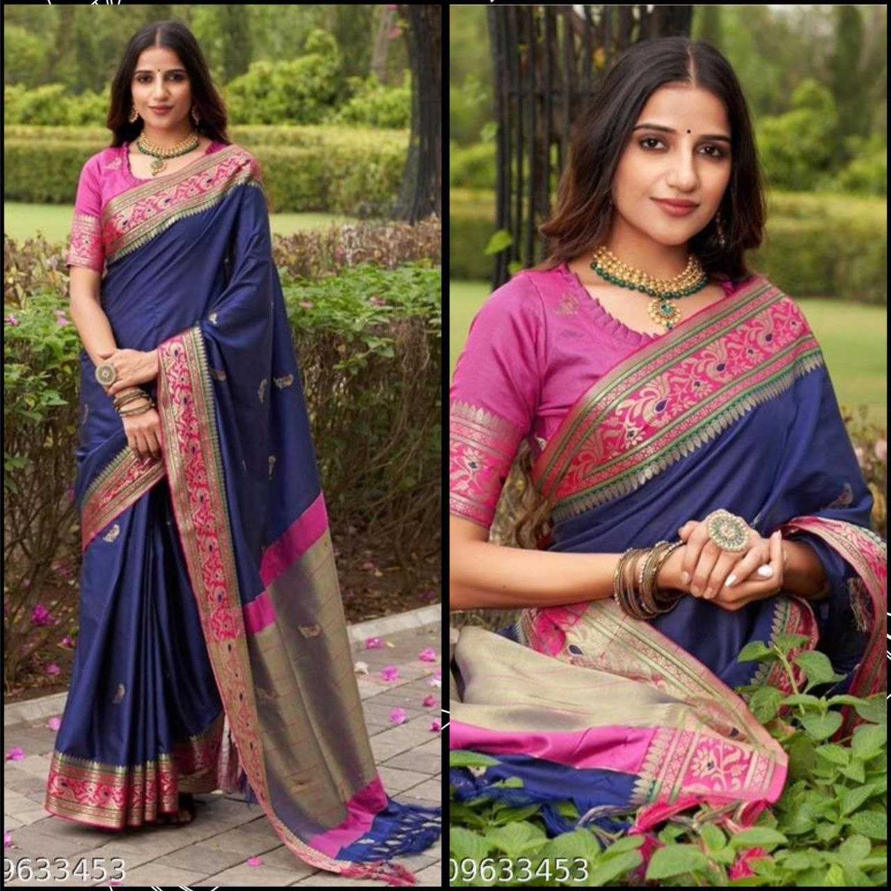 Silk Cotton Rvr Soni Peacock Sarees  Cotton Linen Butta Jacquard Sarees