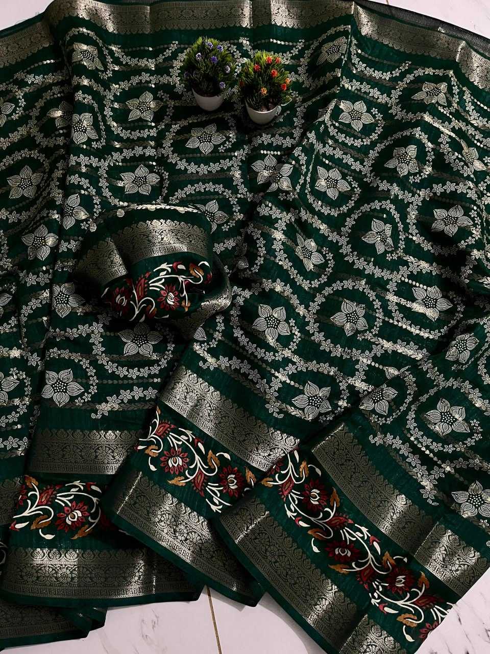 Silk Cotton Rwc Bandhej  Sarees