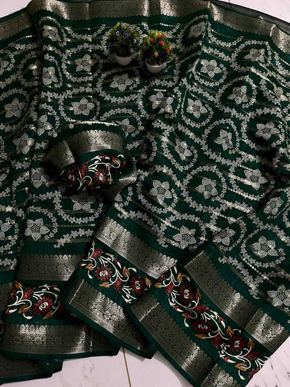 Silk Cotton Rwc Bandhej  Sarees