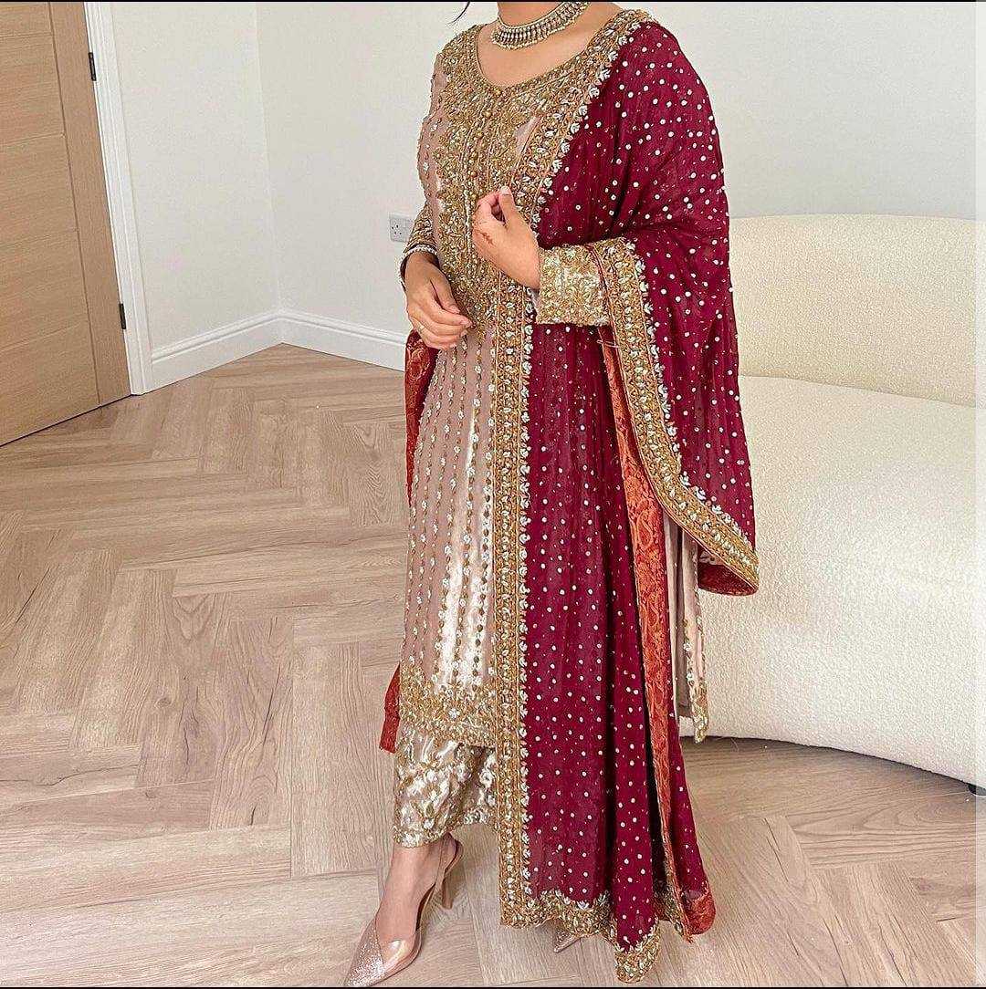 Silk Kesh157 1625 Suits & Dresses Islamic Clothing  Pakistani Embroidery Ladies Silk Wedding Suits