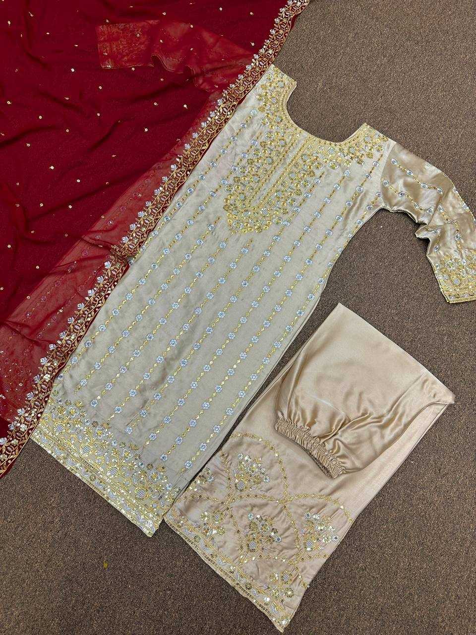 Silk Kesh157 1625 Suits & Dresses Islamic Clothing  Pakistani Embroidery Ladies Silk Wedding Suits