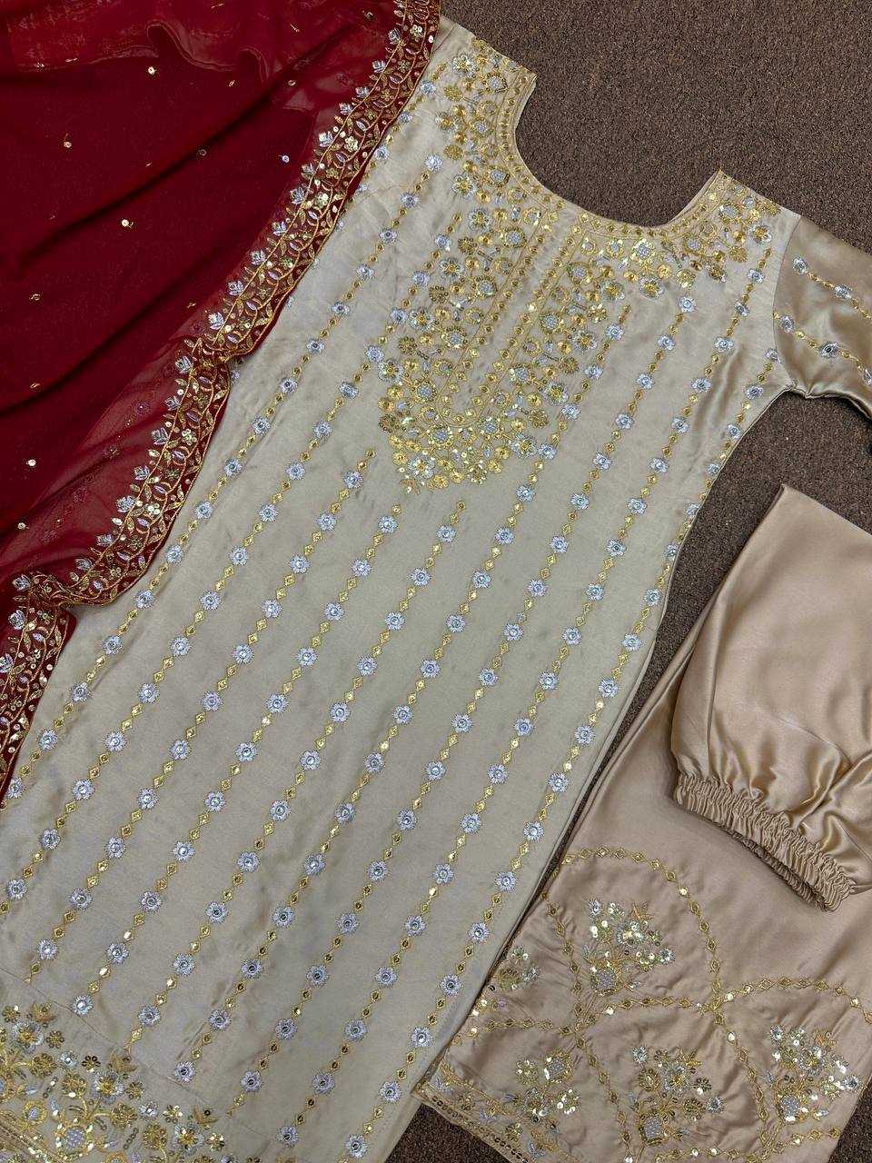 Silk Kesh157 1625 Suits & Dresses Islamic Clothing  Pakistani Embroidery Ladies Silk Wedding Suits