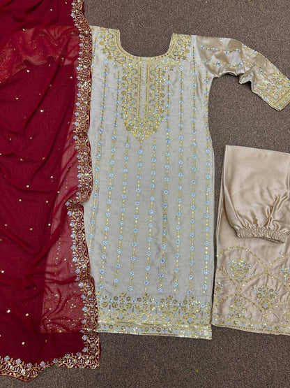 Silk Kesh157 1625 Suits & Dresses Islamic Clothing  Pakistani Embroidery Ladies Silk Wedding Suits