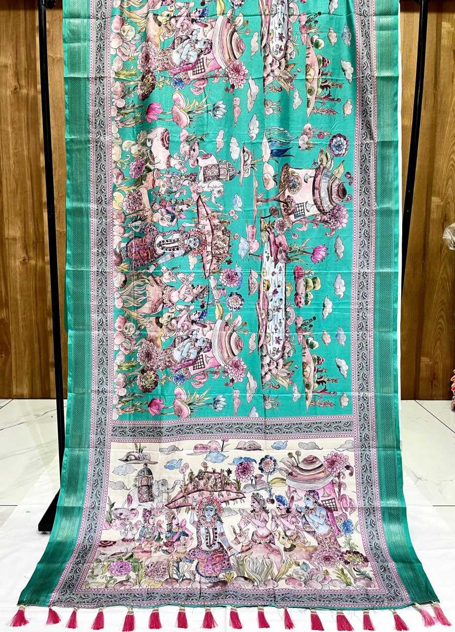 Silk Rin116 Rew23 Sarees  Printed Madhubani Zari Border Sarees