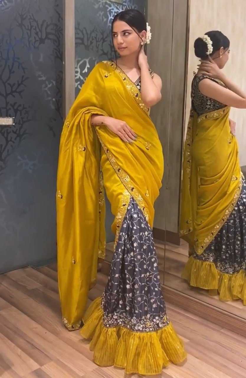 Silk Rin141 1549 Sarees  Party Wear Fancy Sequence Mirror Work Sarees