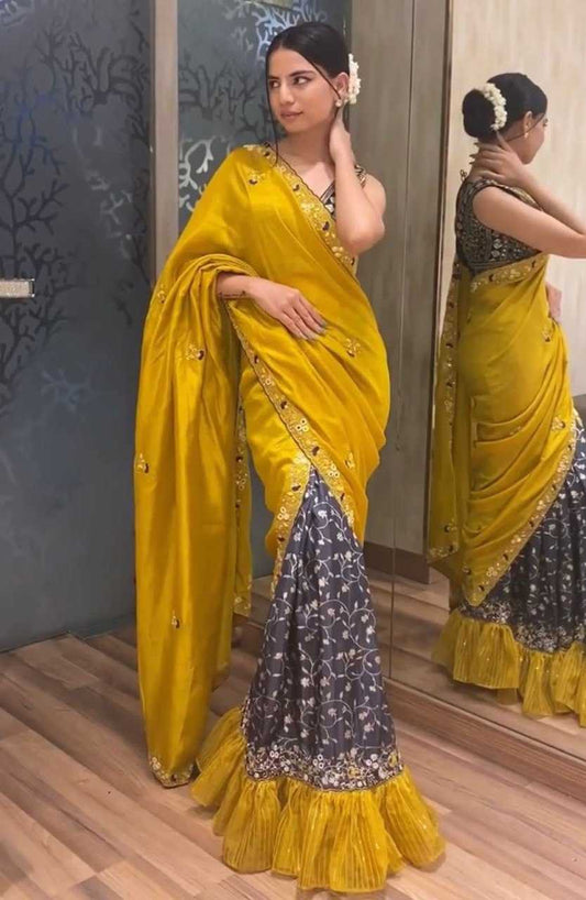 Silk Rin141 1549 Sarees  Party Wear Fancy Sequence Mirror Work Sarees