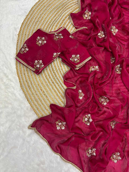 Silk Rin160 Ptf12 Sarees  Fancy Butta Party Wear Fancy Cutwork Sarees