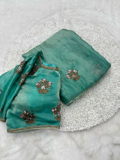 Silk Rin160 Ptf12 Sarees  Fancy Butta Party Wear Fancy Cutwork Sarees