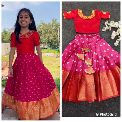 Silk Rpvr Crape  Kids Lehengas