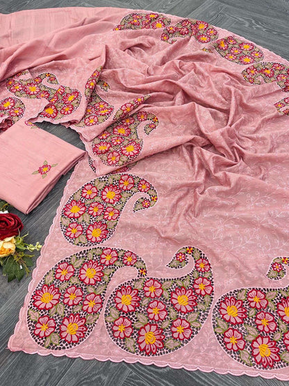 Silk Rrs 47 Sarees  Fancy Embroidered Cutwork Sarees